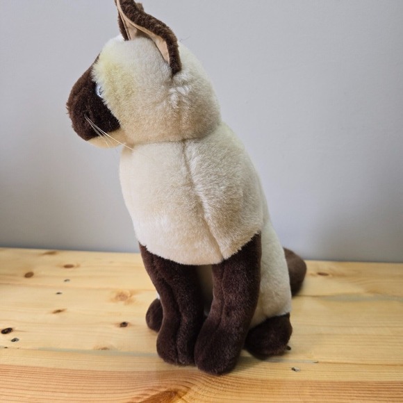 Vintage Douglas Cuddle Toy Siamese Cat Plush White Brown Whiskers Sitting - Picture 4 of 11